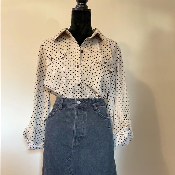 Vintage Notations Tan & Black Polka Dot Blouse - Picture 5 of 5